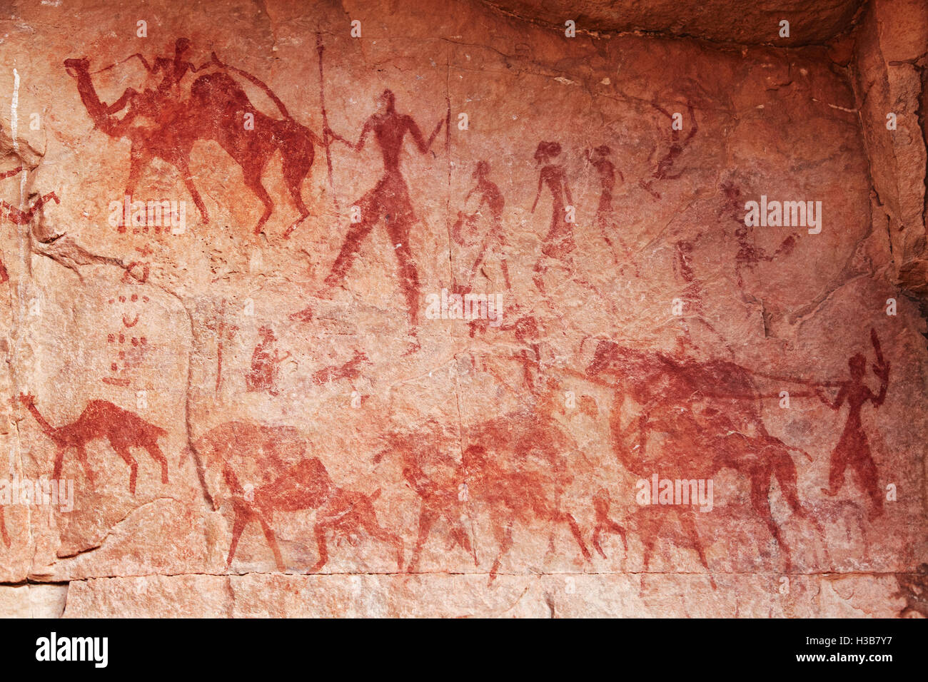 Célèbres peintures rupestres préhistoriques de Tassili N'Ajjer, Algérie Banque D'Images