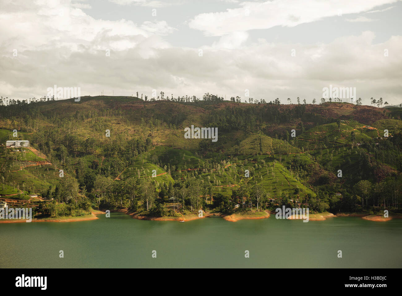 Vue de lac ou rivière de terre hills sur Sri Lanka Banque D'Images