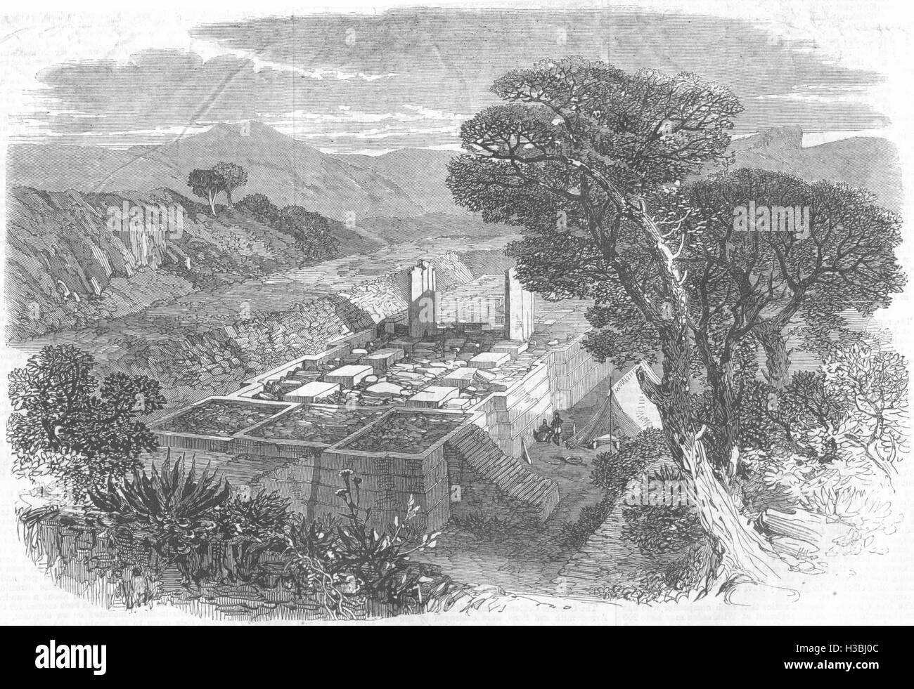 L'ÉTHIOPIE Ruines d'une ancienne église grecque à Agoola 1868. L'Illustrated London News Banque D'Images