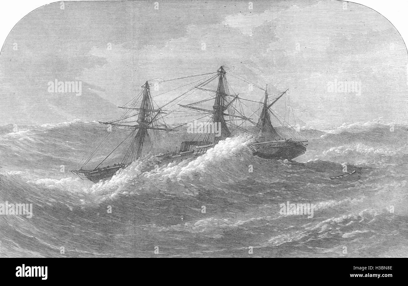H M S L'ATLANTIQUE Himalaya dans un ouragan sur l'Atlantique, 1873. L'Illustrated London News Banque D'Images H M S L'ATLANTIQUE Himalaya dans un ouragan sur l'Atlantique, 1873. L'Illustrated London News Banque D'Images