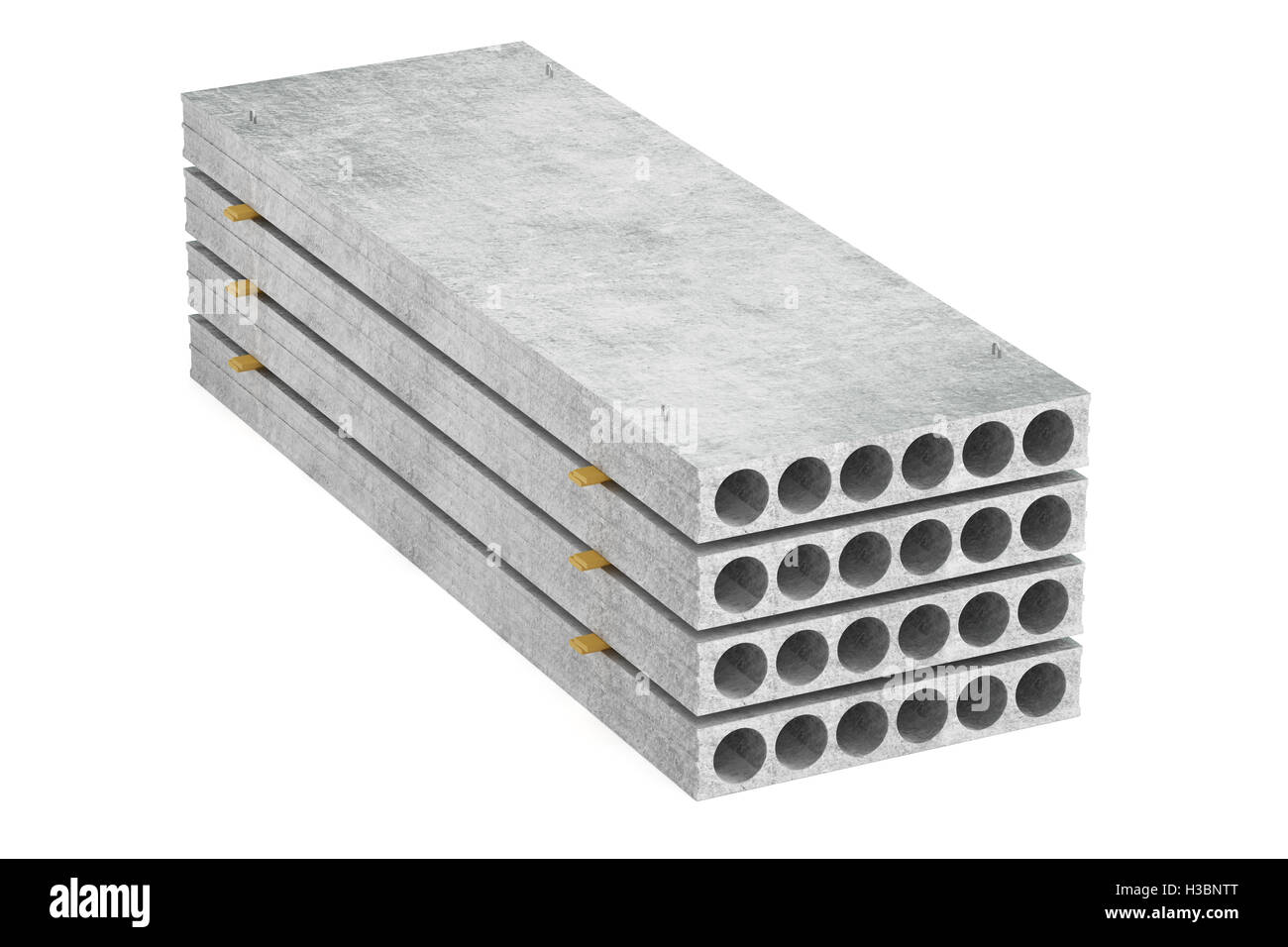 Pile de dalle de béton, rendu 3D isolé sur fond blanc Banque D'Images