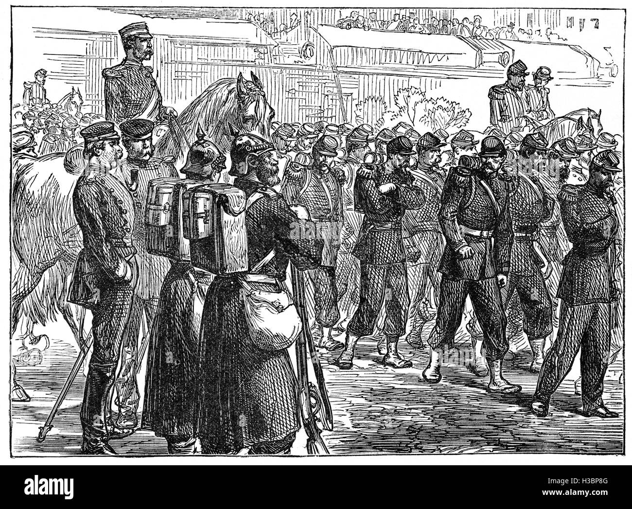 Après avoir été détenu à la bataille de Gravelotte, durant la guerre franco-allemande, le maréchal Bazaine retirés dans les défenses de Metz. Là, il fut assiégé par plus de 150 000 troupes prussiennes de la première et deuxième armées le 19 août. Les Français ont tenté de briser le siège d'abord à Noisseville et de nouveau à Bellevue mais furent repoussés à chaque fois et le siège a pris fin dans une victoire prussienne décisive. Banque D'Images