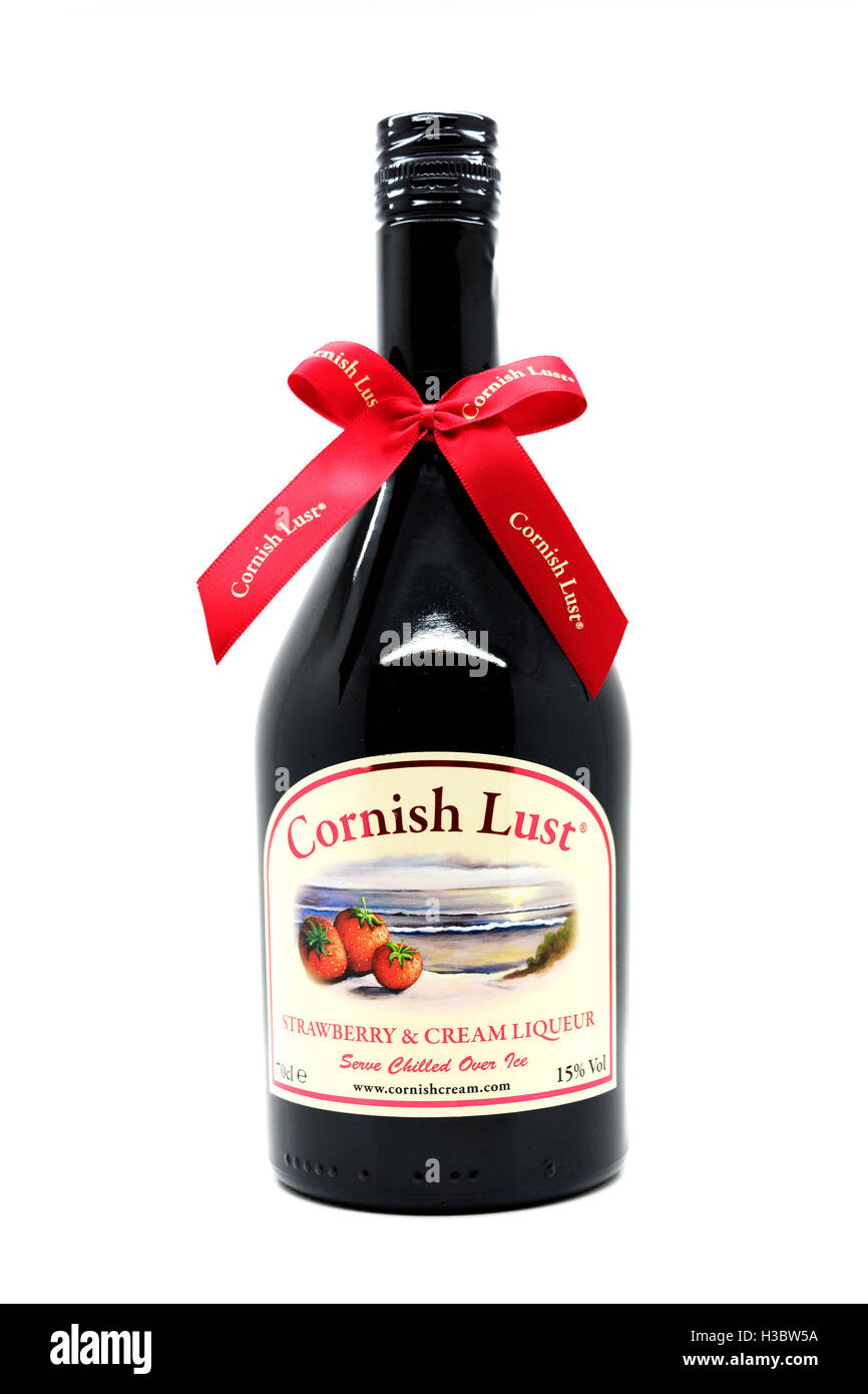 Une bouteille de ' ' Lust Cornish liqueur crème de fraise Banque D'Images