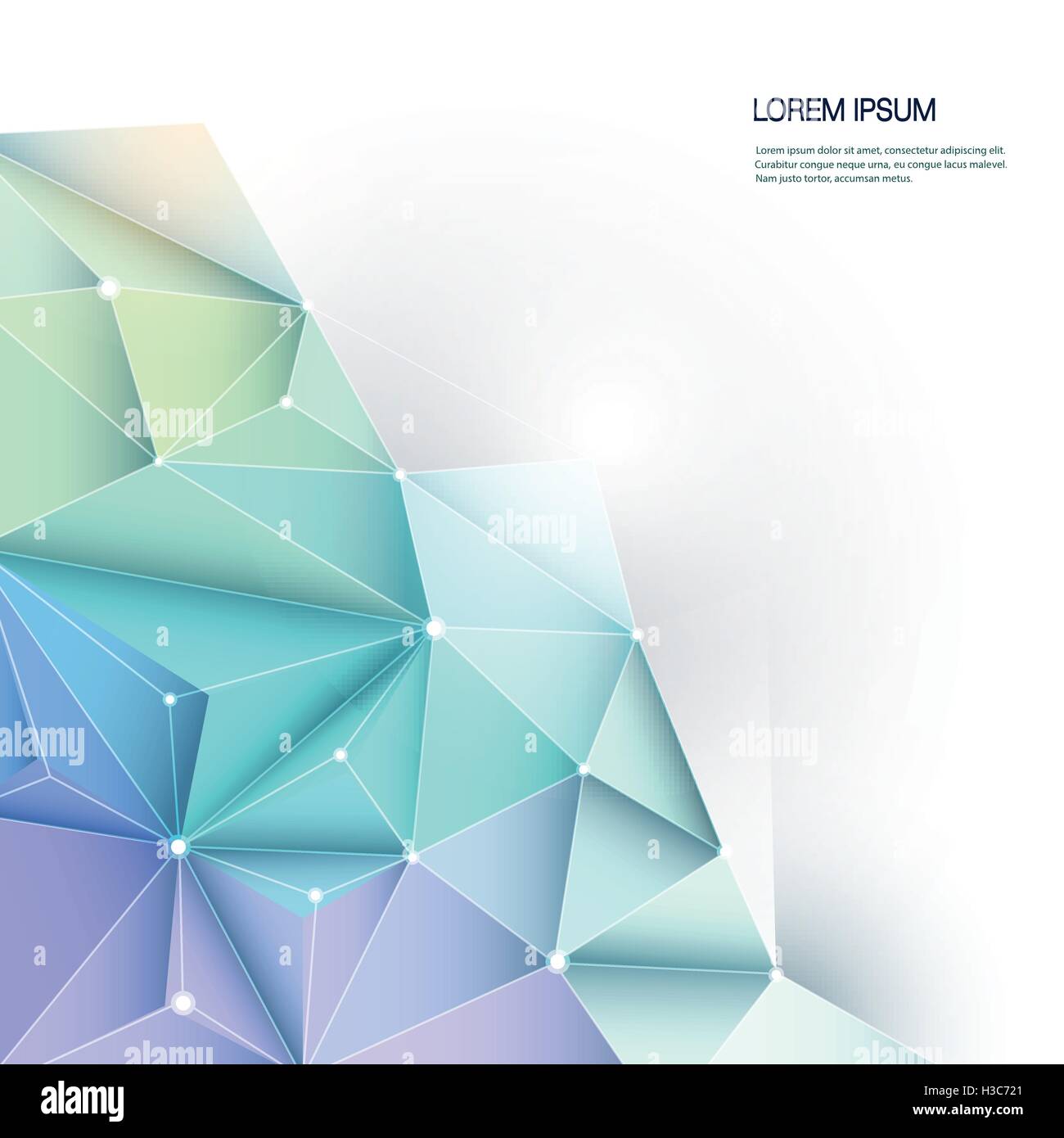 Géométrie vectorielle, polygonale Polygone ( ) dans la molécule modèle Triangle forme la structure. Multicolore, bleu, fond vert Illustration de Vecteur