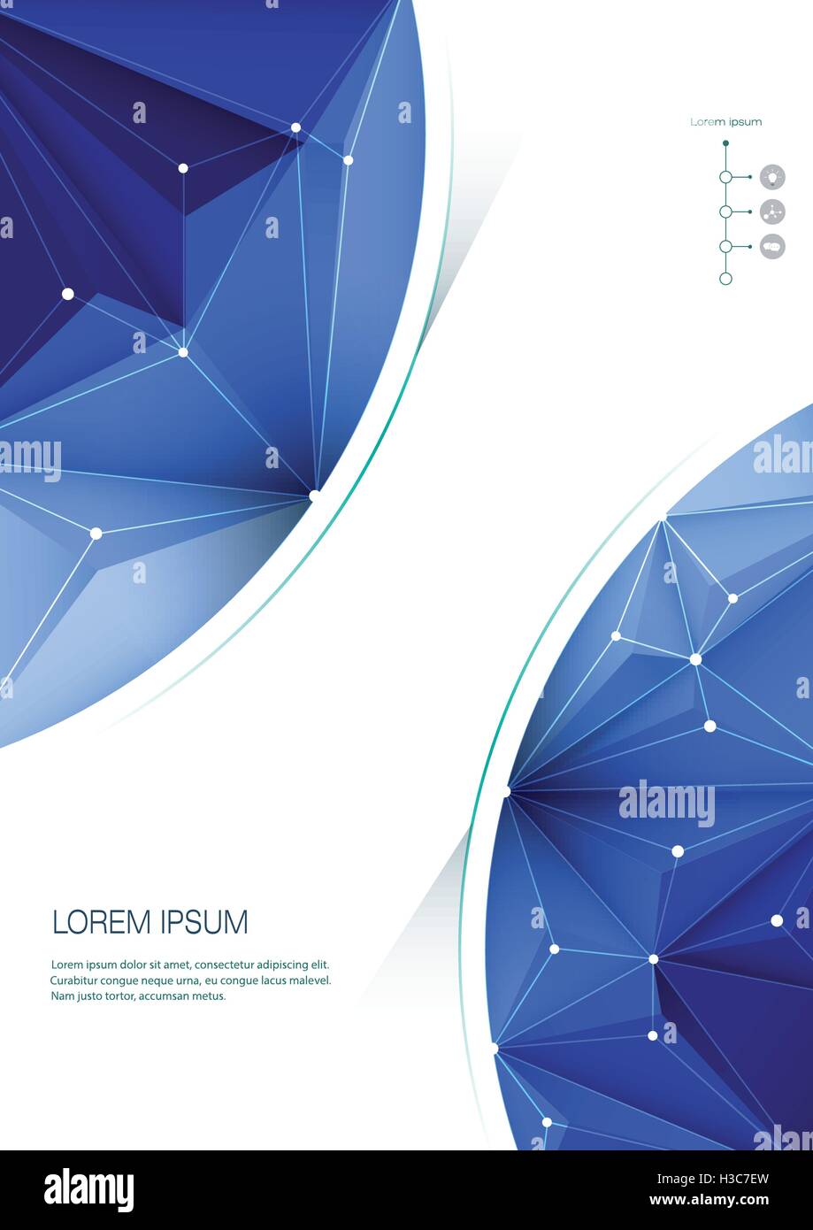 Résumé dans la technologie vecteur géométrique, polygonale, forme Triangle avec structure molécule modèle sur fond bleu Illustration de Vecteur