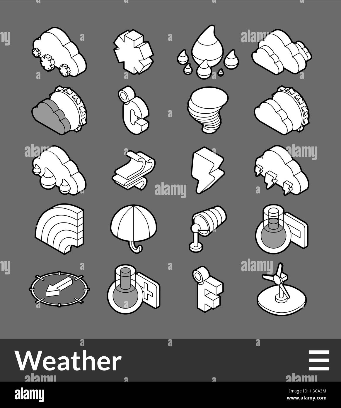 Grandes lignes isométriques icons set Illustration de Vecteur