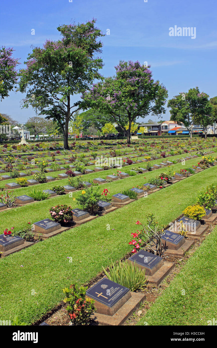 Le cimetière de guerre de Kanchanaburi Banque D'Images