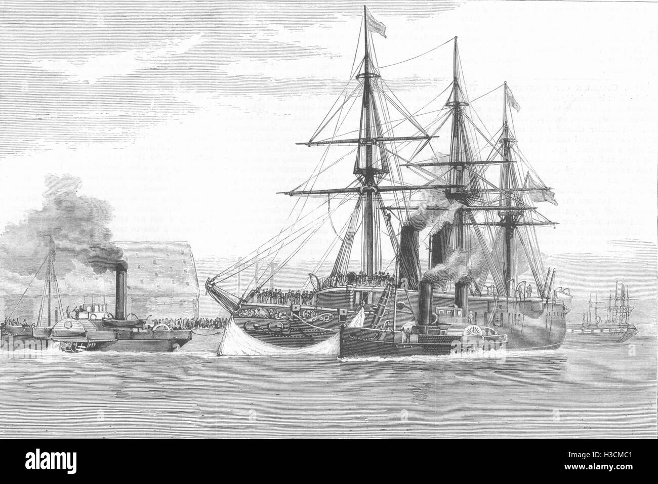 La collision entre navires cuirassés allemands dans le canal 1878. L'Illustrated London News Banque D'Images