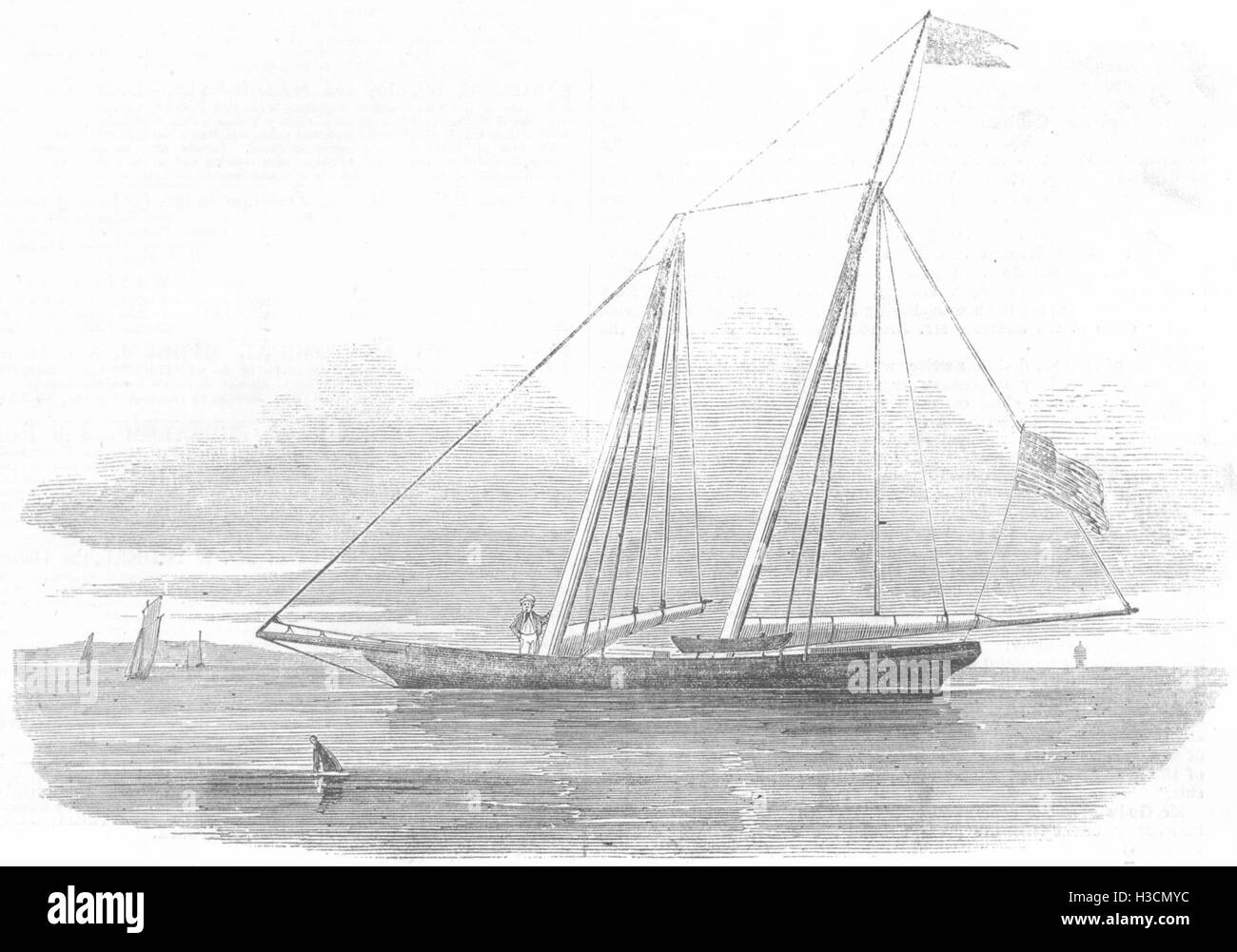 États-unis Les États-Unis d'Amérique, de l'yacht clipper le New York Yacht Club 1851. L'Illustrated London News Banque D'Images
