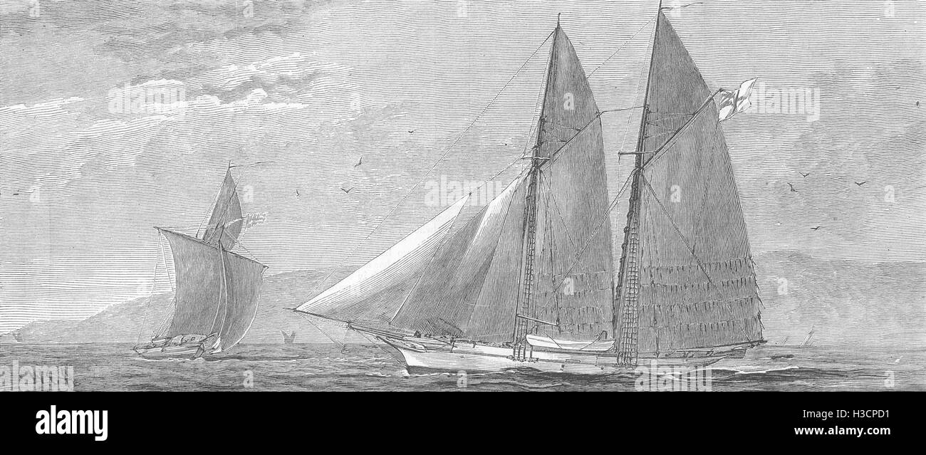 L'EST DE ZANZIBAR des esclaves africains ; la côte 1882 bateaux de croisière. L'Illustrated London News Banque D'Images