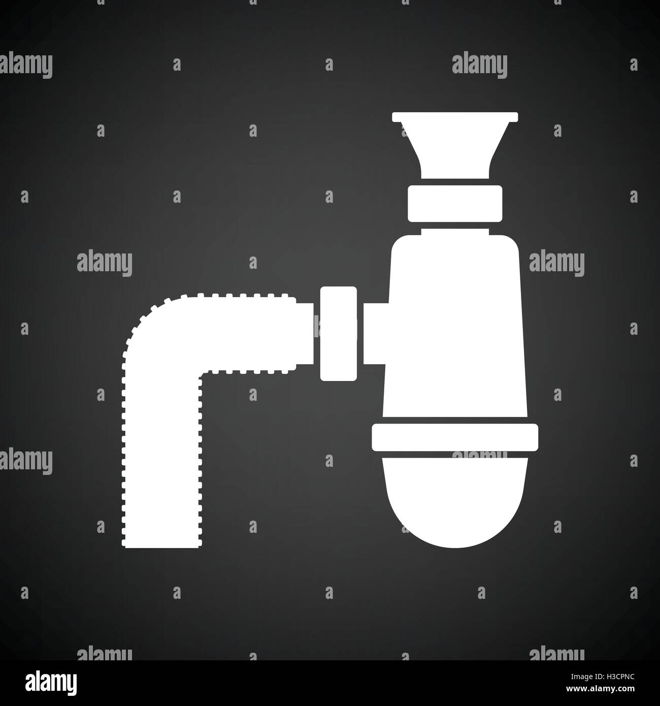 Salle de bains siphon icône. Fond noir avec blanc. Vector illustration. Illustration de Vecteur