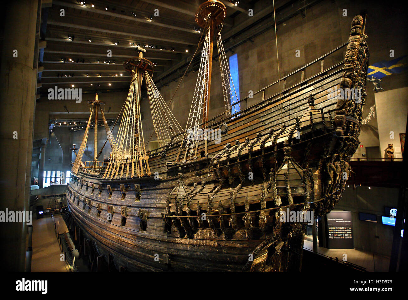 L'intérieur Musée Vasa (Vasamuseet), Djurgarden, Stockholm, Suède. Banque D'Images
