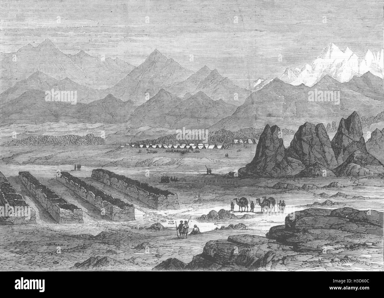 L'AFGHANISTAN La guerre en Afghanistan au camp du général Gough 1880 Gundamuk. L'Illustrated London News Banque D'Images