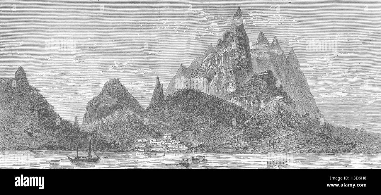 L'île du Pacifique de l'Opara (Rapa Iti), océan Pacifique Sud 1878. Le graphique Banque D'Images