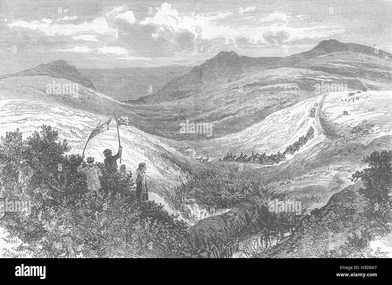 DEVON l'automne Manceuvres Route de Prince town à Horrabridge 1873. Le graphique Banque D'Images