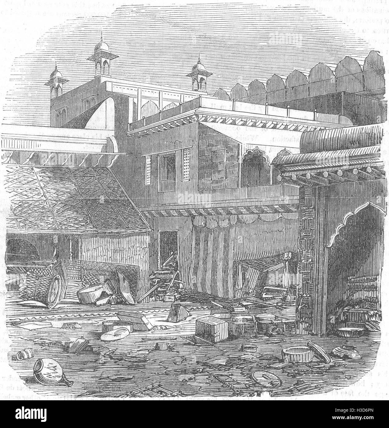 Inde Delhi après le siège pillé chambre dans les murs du palais 1858. L'Illustrated London News Banque D'Images