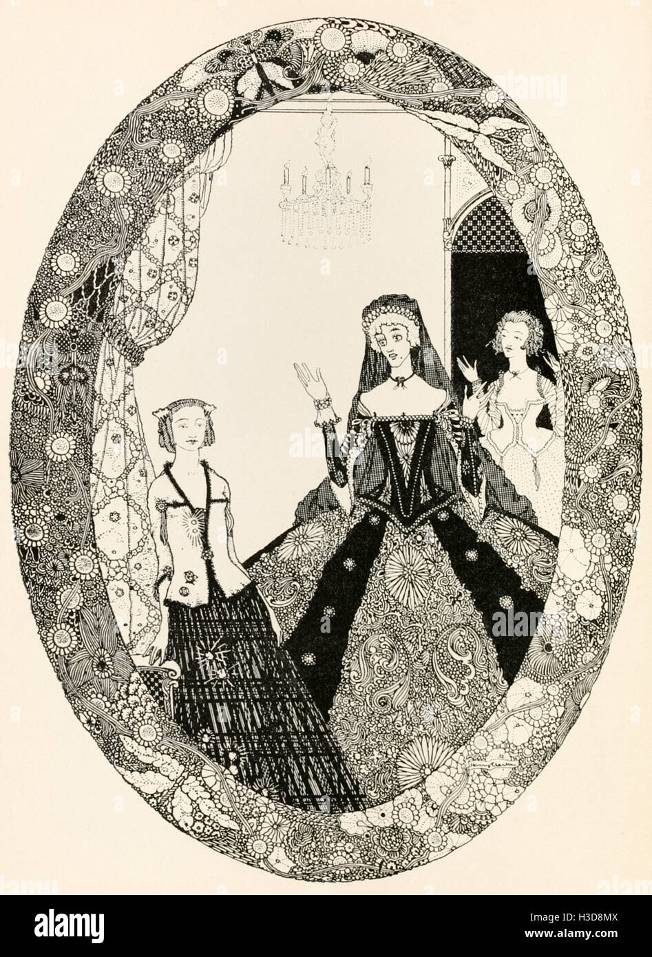 "Qu'est-ce que je vois ?" dit sa mère. Illustration de 'The Fairy' par Harry Clarke (1889-1931). Voir la description pour plus d'informations. Banque D'Images