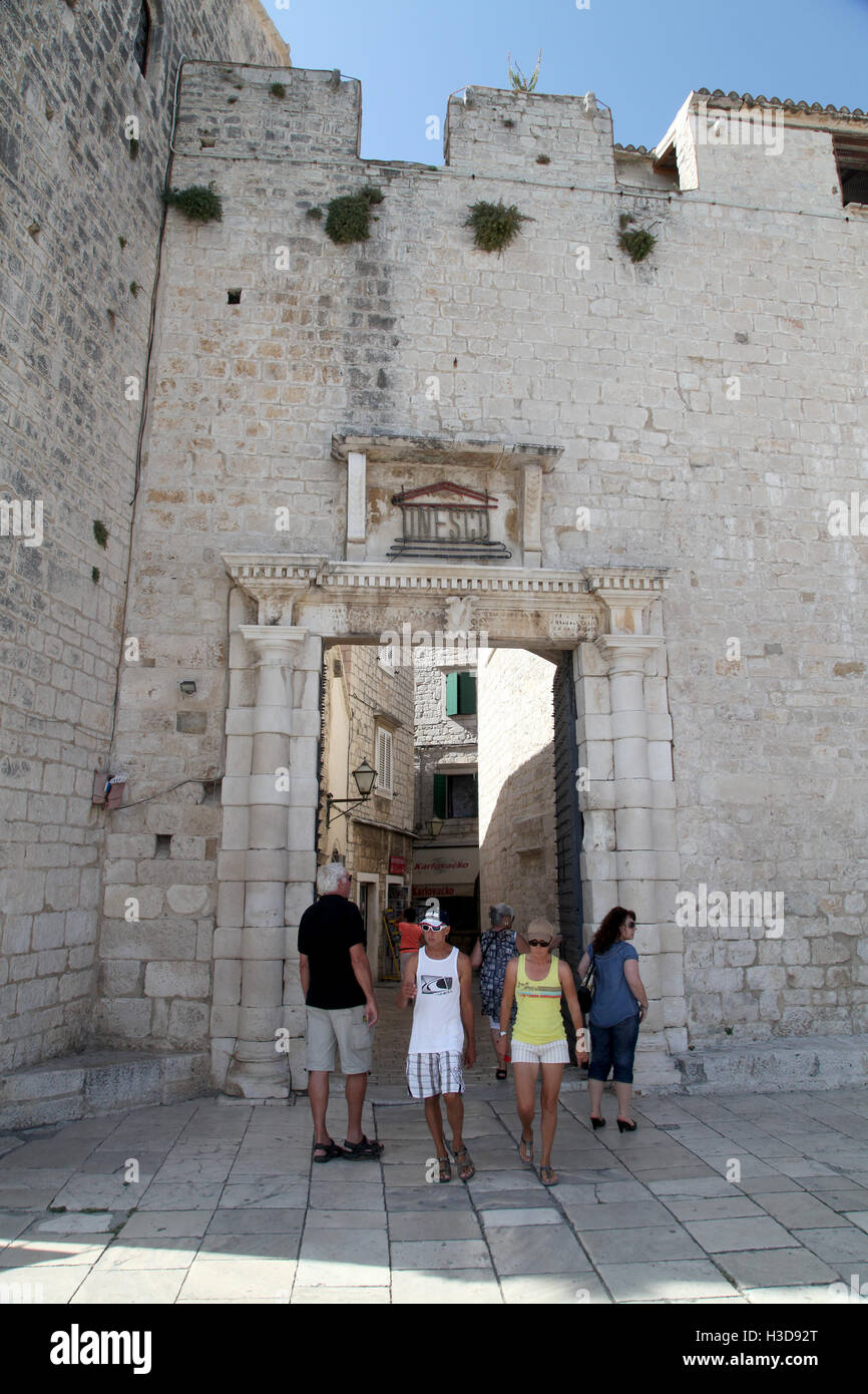 Trogir Croatie vieille ville médiévale Banque D'Images