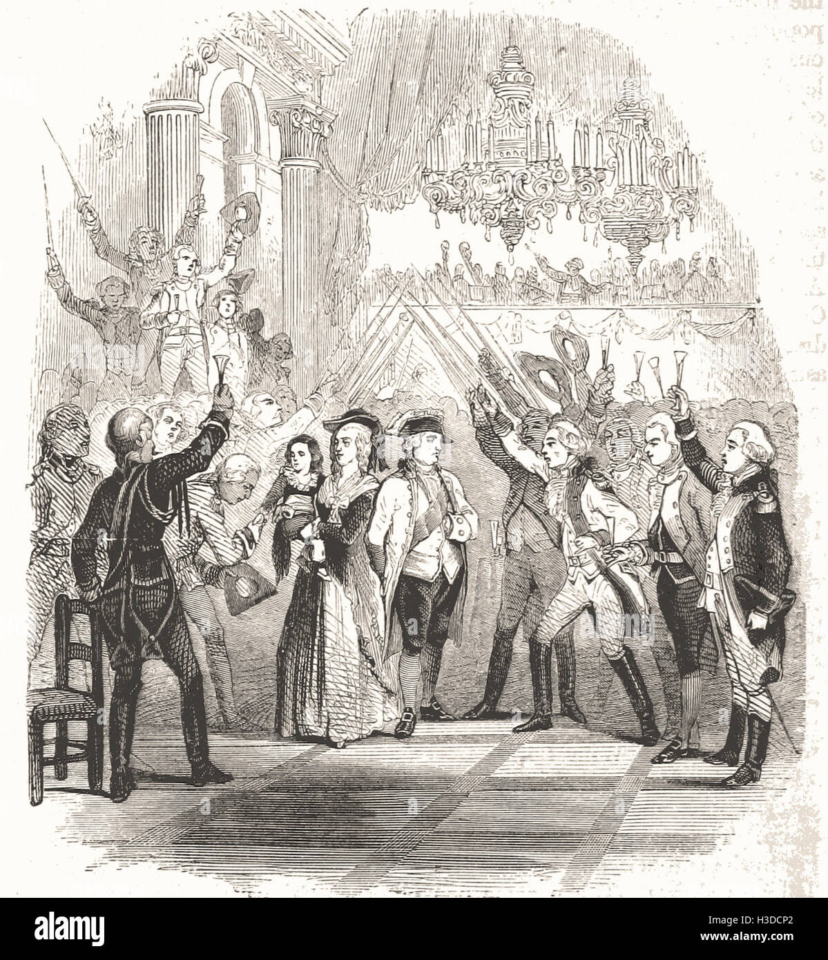 FESTIVAL DANS LA SALLE DE BAL À Versailles, OCT. 1, 1789. Banque D'Images