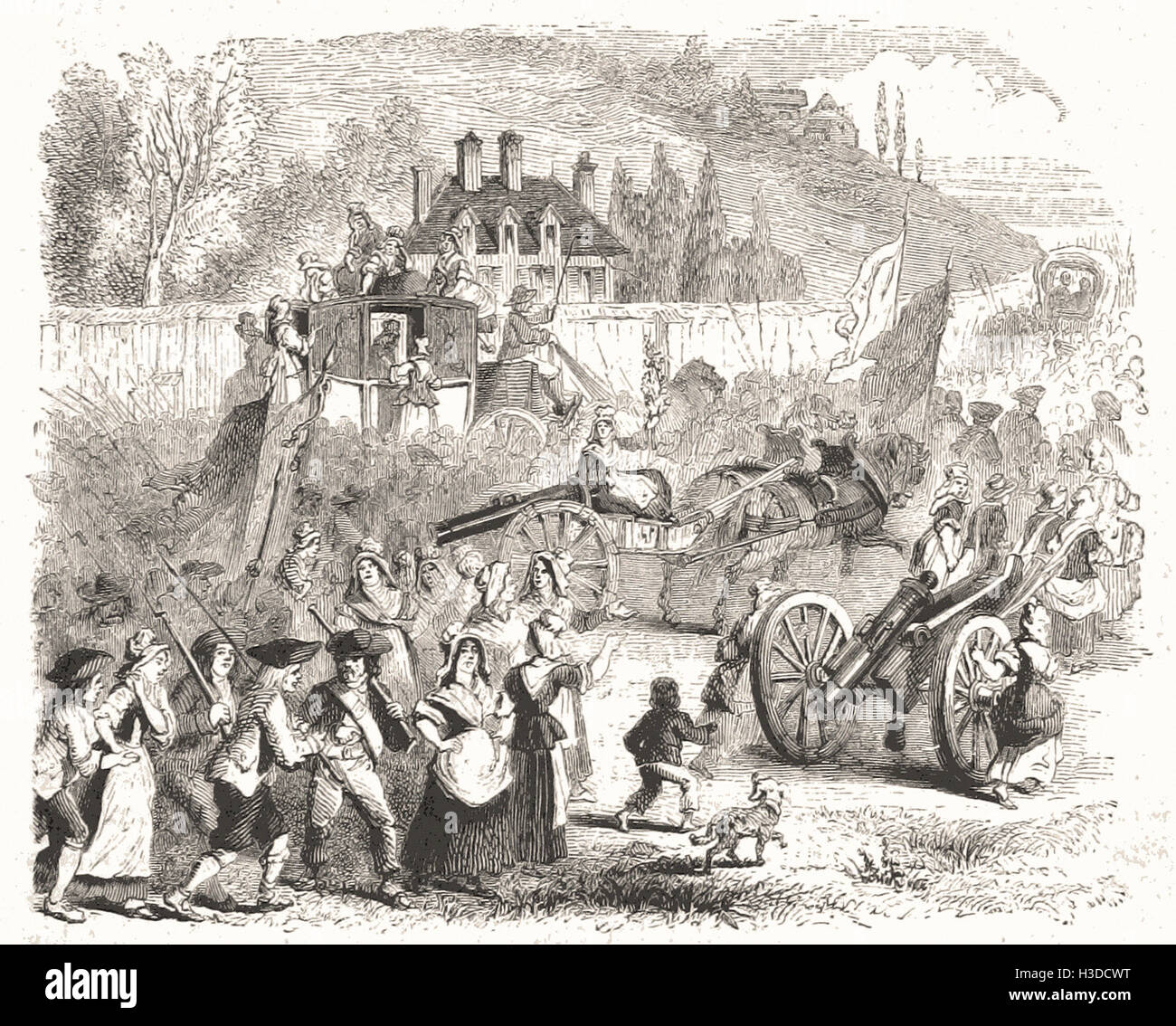 Les FEMMES DE PARIS MARCHANT À VERSAILLES Banque D'Images