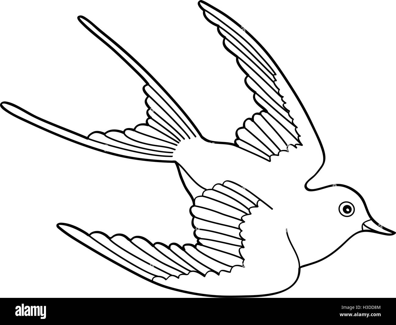 Image De Contour Dessiné à La Main De Vol Doiseaux Vecteurs