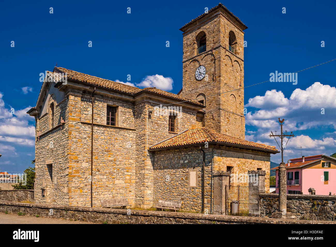 Italie Emilie Romagne le chemin Francigena Terenzo Eglise de Santo Stefano Banque D'Images