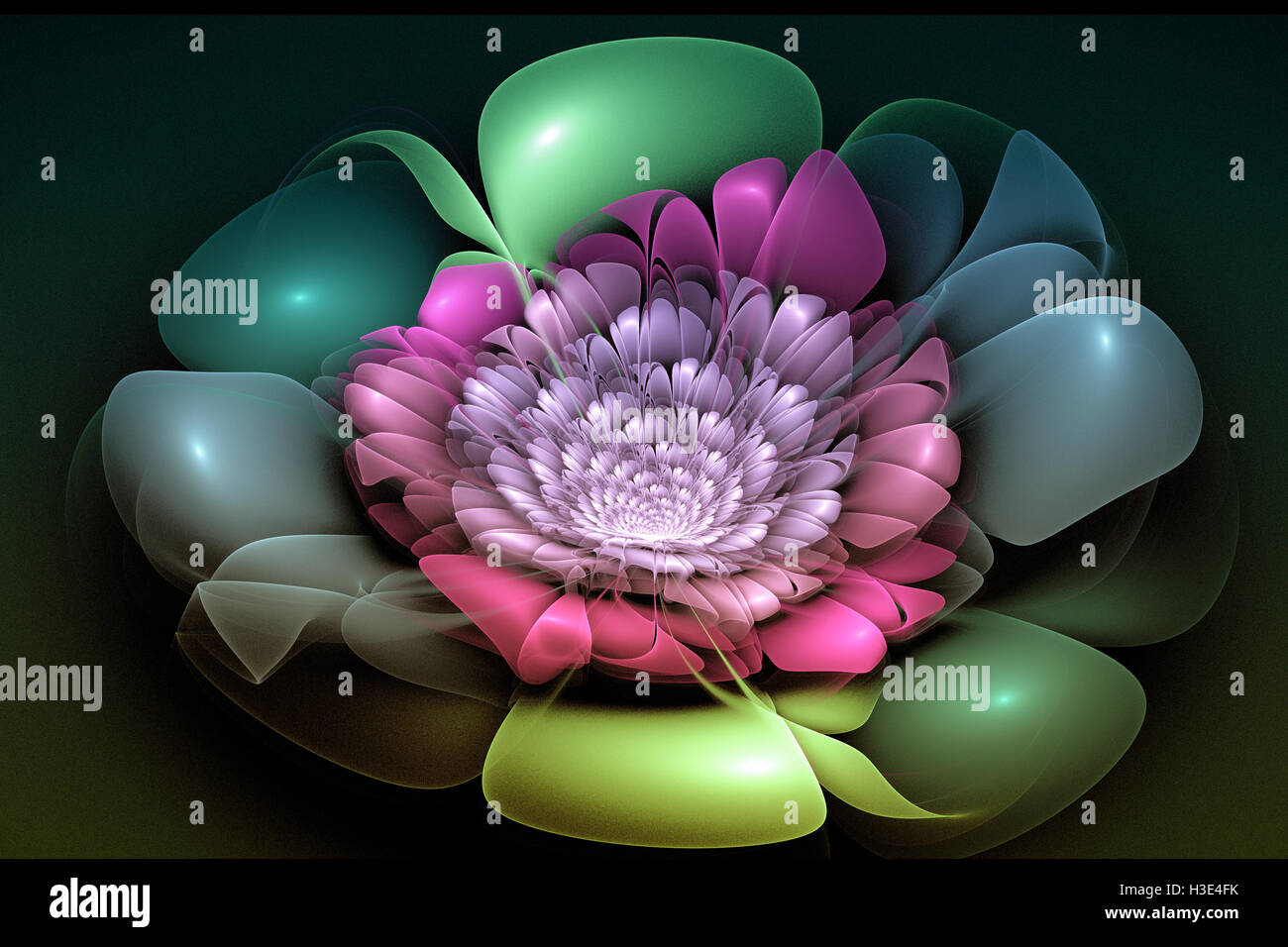 Abstract fractal image avec une fleur fantaisie forme irréelle et la beauté. Banque D'Images
