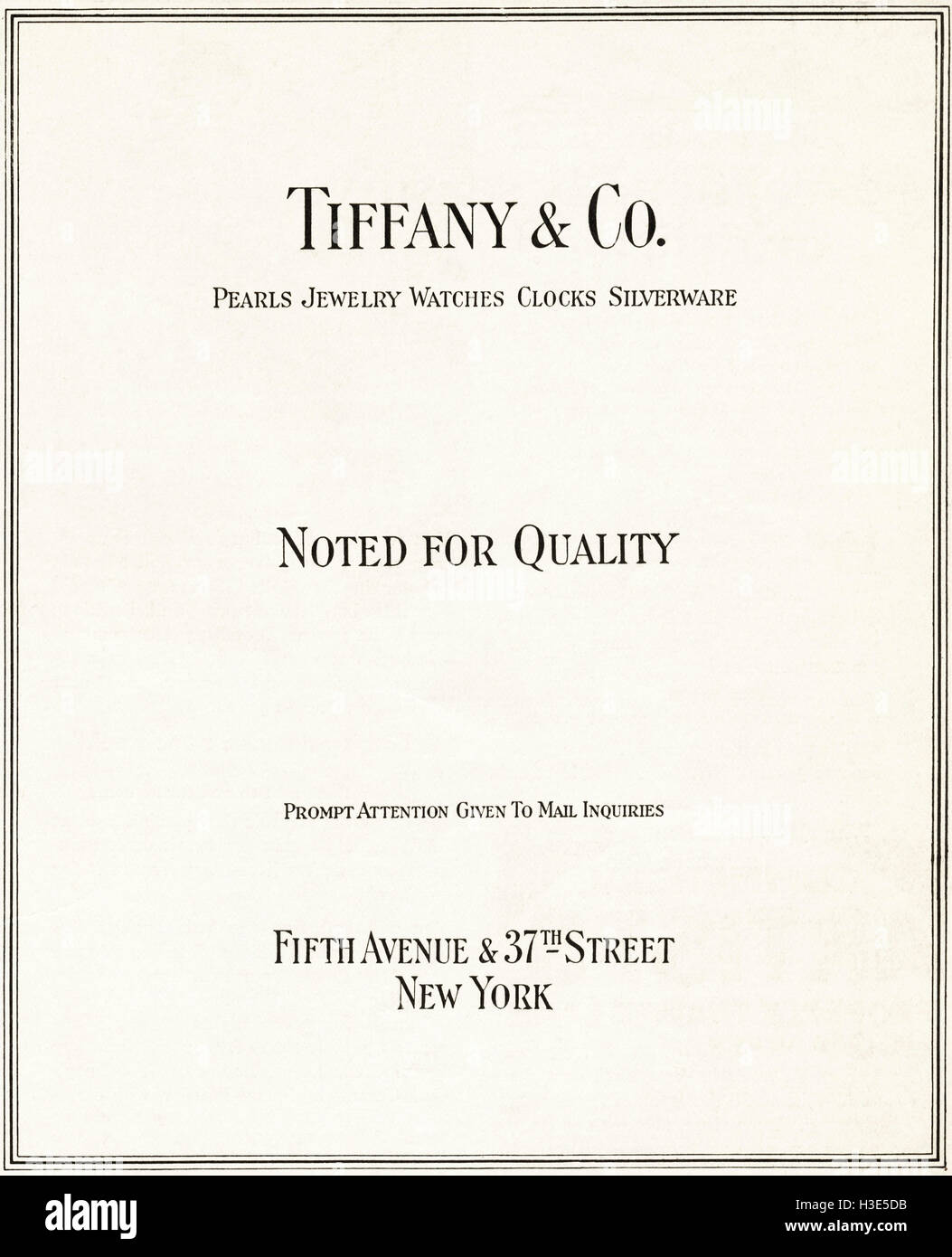 1920 Annonce de l'original old vintage magazine américain Années 1920 Publicité Publicité Tiffany & Co de New York USA Banque D'Images