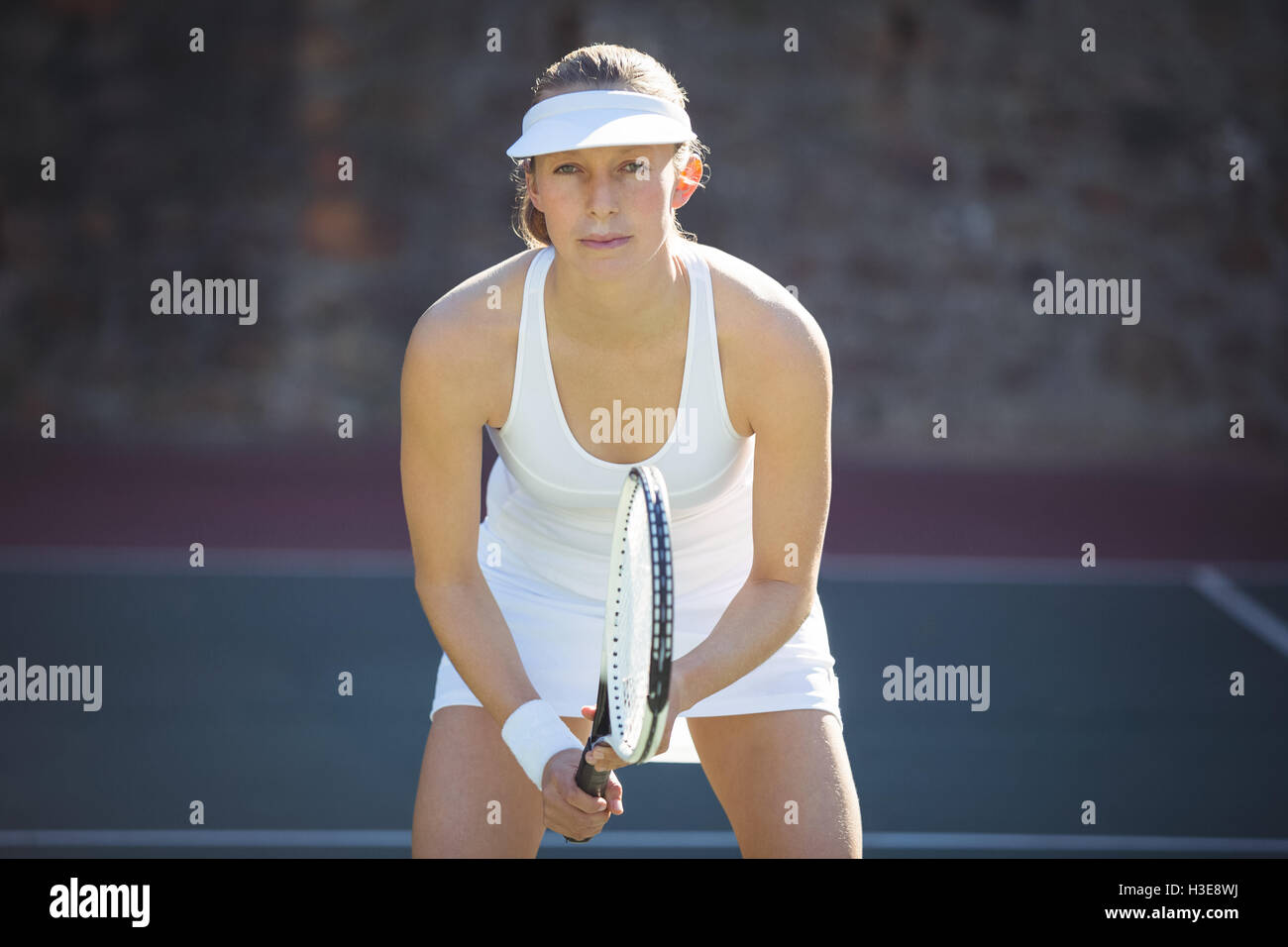 Tennis player prêt à jouer Banque D'Images
