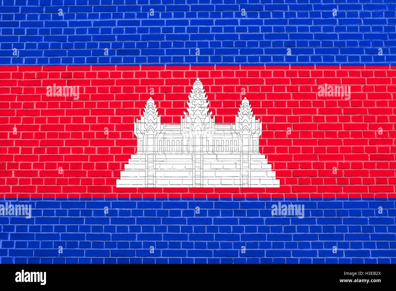 Drapeau officiel national du Cambodge. Symbole patriotique, bannière, élément, arrière-plan. Les dimensions exactes. Bonne taille, couleurs. Banque D'Images