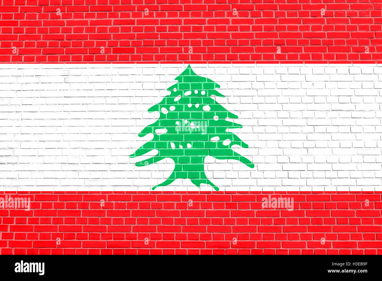 Drapeau officiel national libanais. Symbole patriotique, bannière, élément, arrière-plan. Les dimensions exactes. Bonne taille, couleurs. Banque D'Images