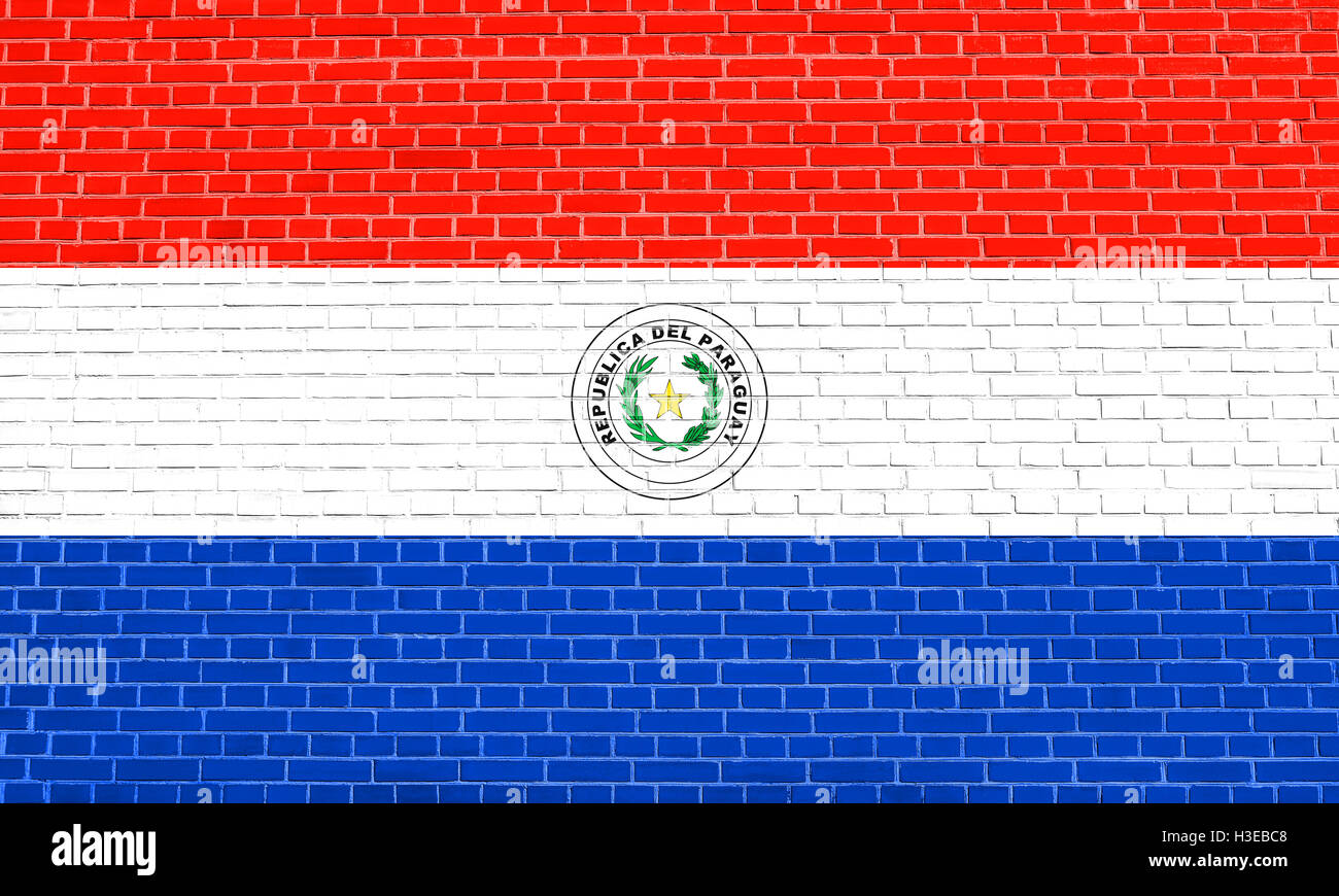 Drapeau officiel national paraguayen. Symbole patriotique, bannière, élément, arrière-plan. Les dimensions exactes. Bonne taille, couleurs. Banque D'Images