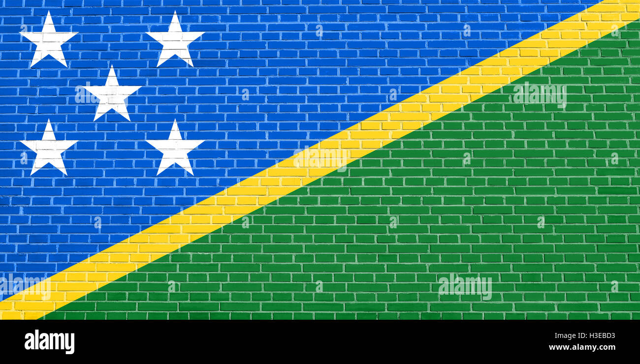 Solomon Island national drapeau officiel. Symbole patriotique, bannière, élément, arrière-plan. Les dimensions exactes. Bonne taille, couleurs. Banque D'Images