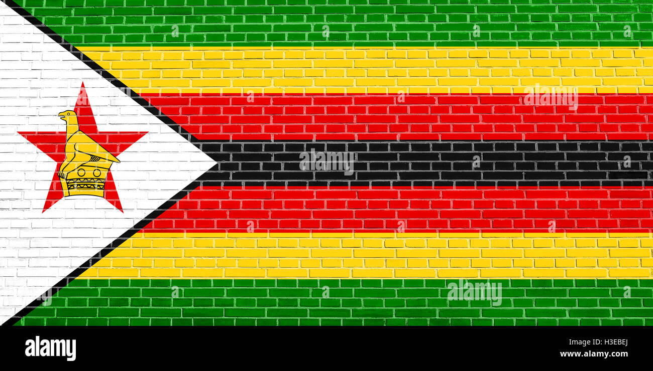 Drapeau officiel national du Zimbabwe. Symbole patriotique africaine, bannière, élément, arrière-plan. Les dimensions exactes. Taille correcte Banque D'Images