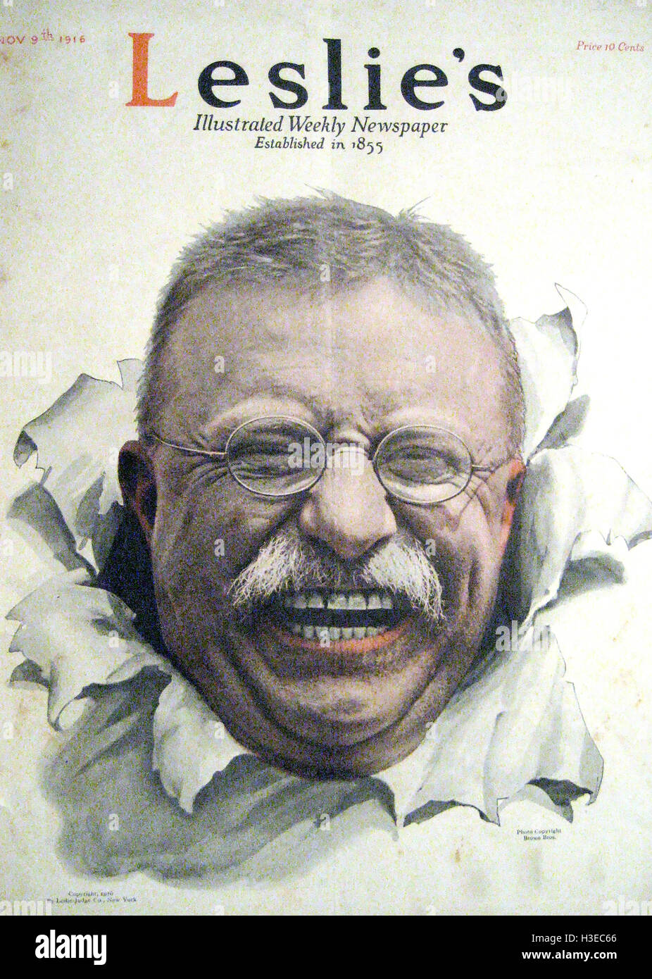 THEODORE ROOSEVELT (1858-1919) sur la couverture de Leslie's Illustrated Journal hebdomadaire en 1916 Banque D'Images