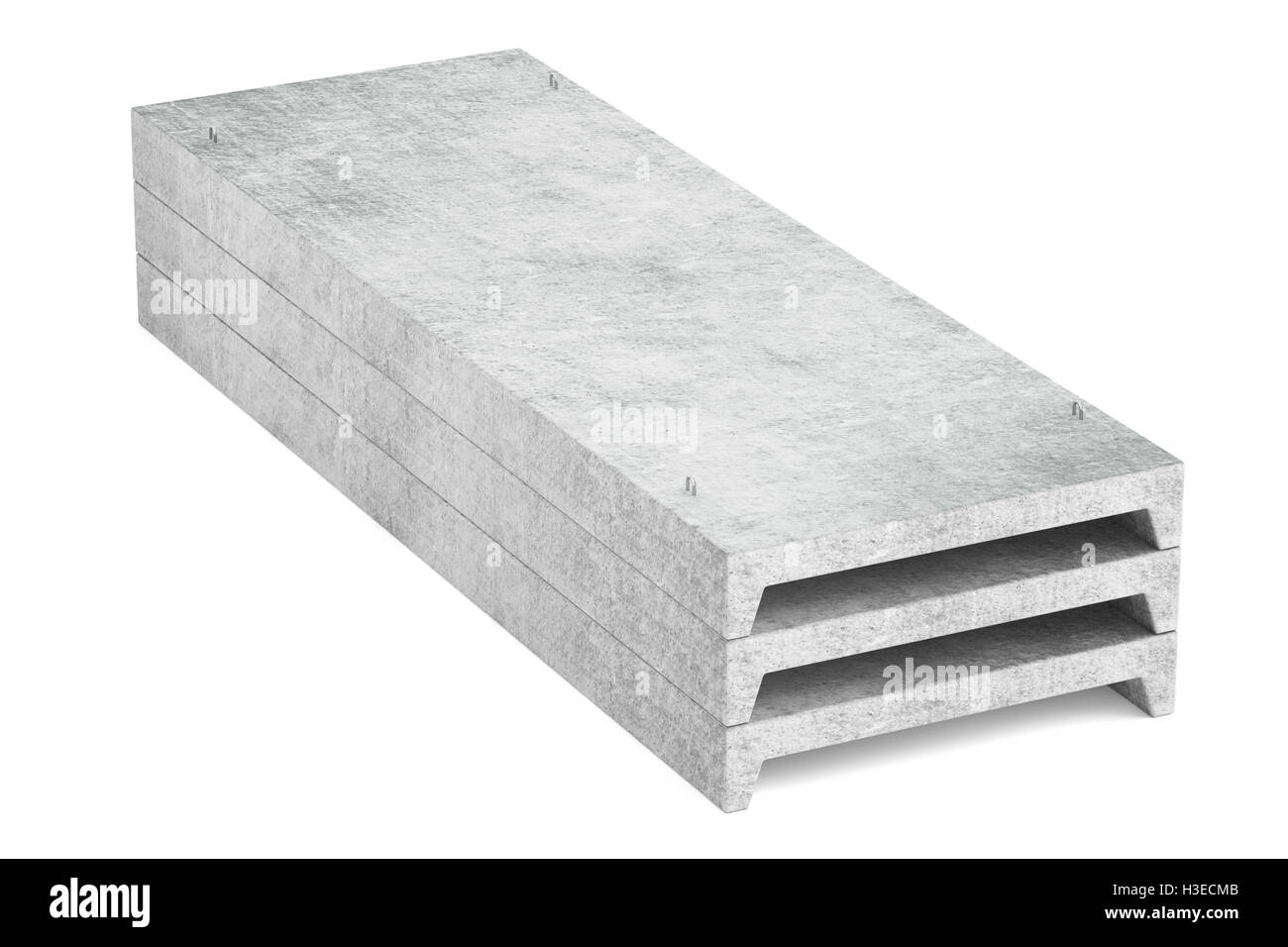 Heap de dalles en béton, rendu 3D isolé sur fond blanc Banque D'Images