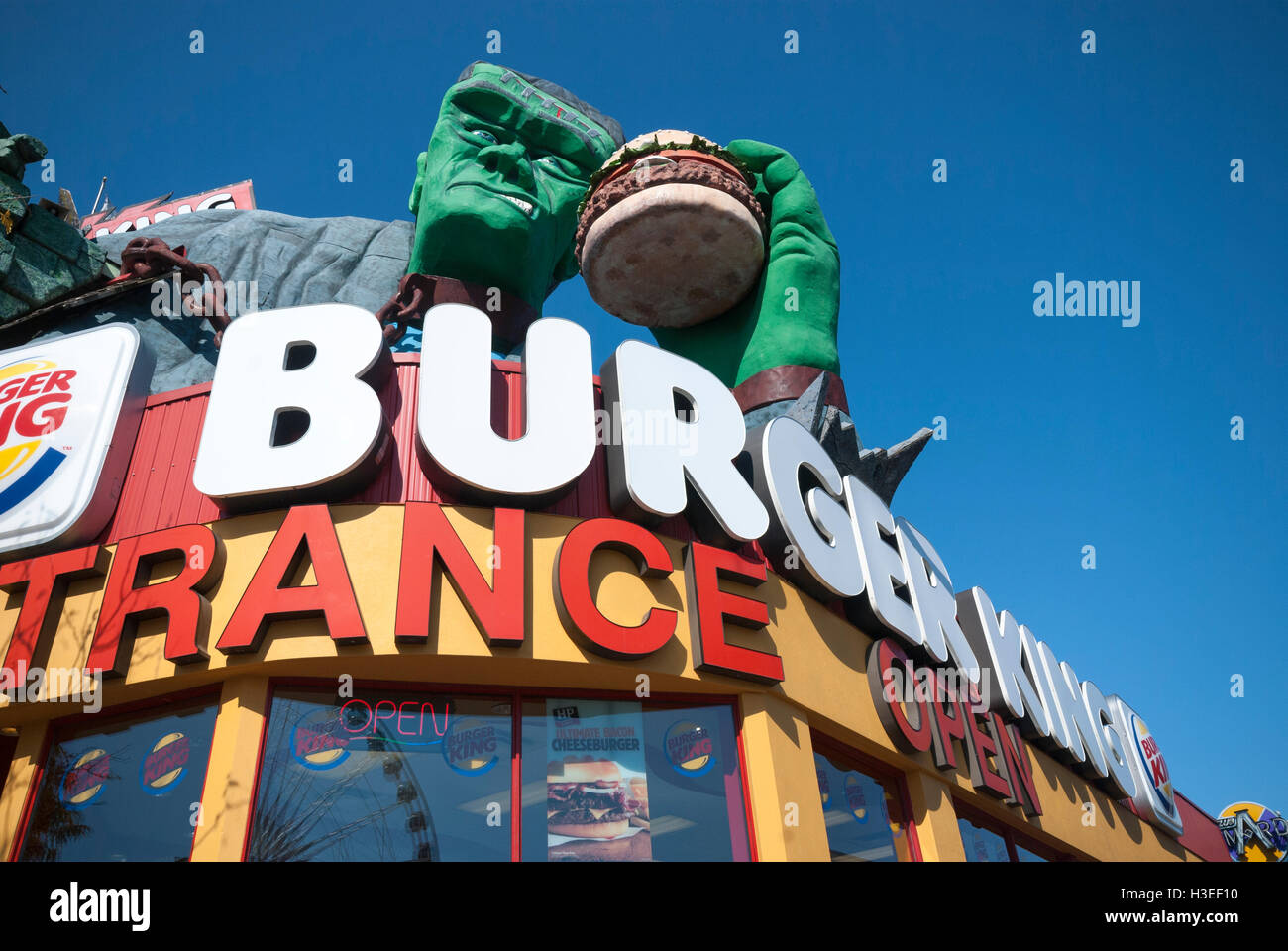 Un étrange restaurant Burger King avec franchise une Frankenstein burger sur Clifton Hill, Niagara Falls Canada Banque D'Images