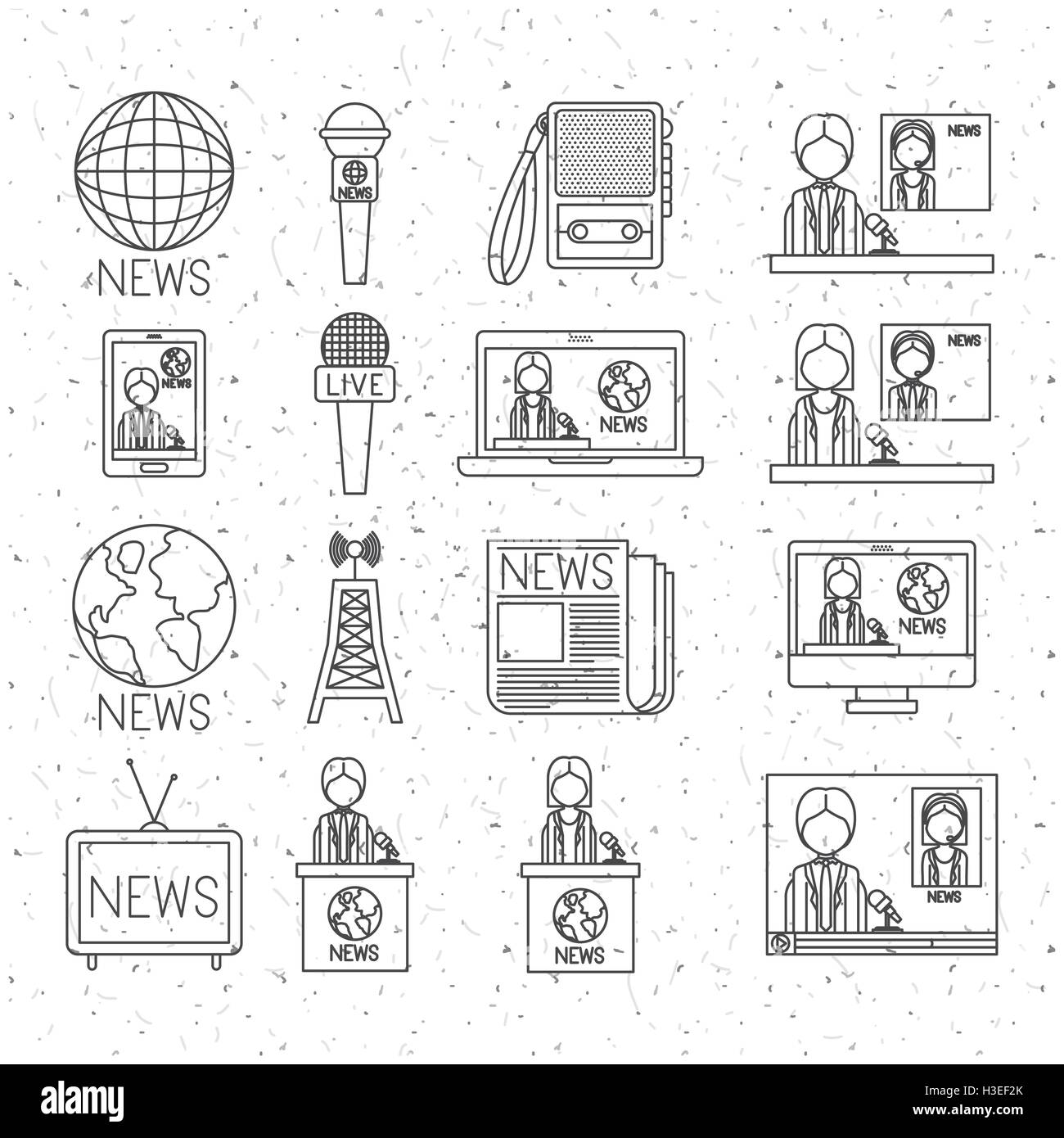 News et media design icon set Illustration de Vecteur