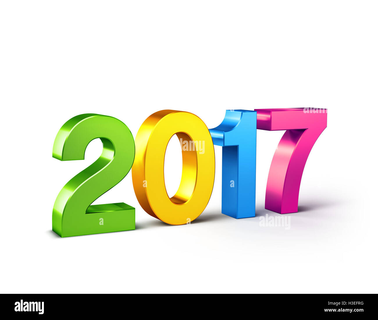 Nouvelle Année 2017 colorée, type isolé sur blanc - 3D illustration Banque D'Images
