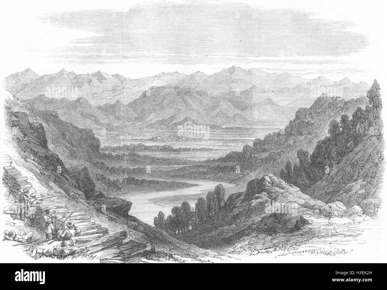 Expédition Inde v Hill Tribes Punjab Chumla Goroo 1864 vallée Ambala Heights. L'Illustrated London News Banque D'Images