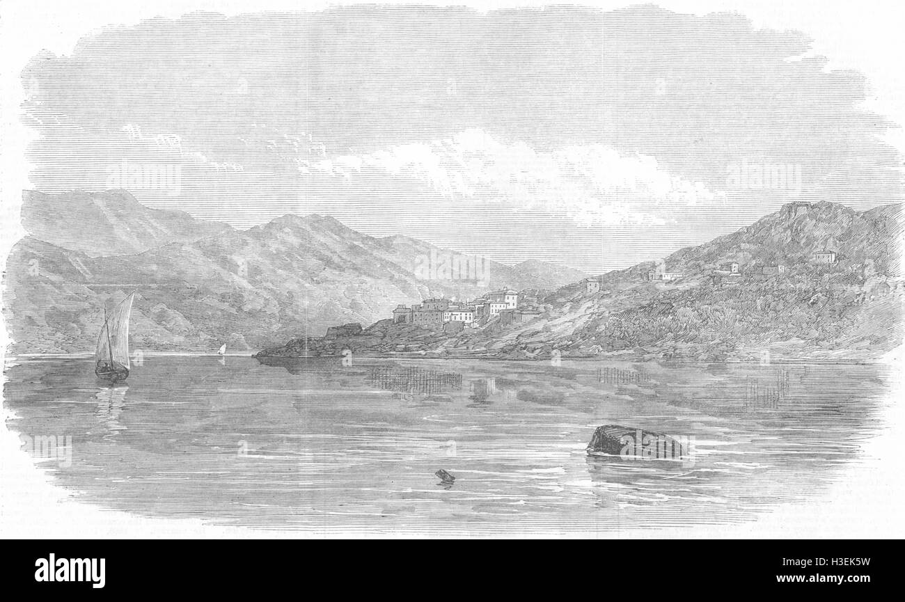 Le Monténégro, Kotor 1869 Castel Nuovo. Le graphique Banque D'Images