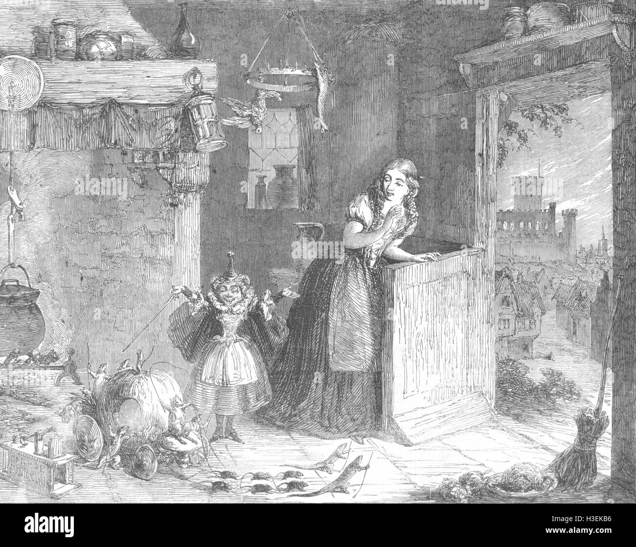 La fée marraine de Cendrillon. L'entraîneur de citrouille. Cruikshank, 1854. L'Illustrated London News Banque D'Images