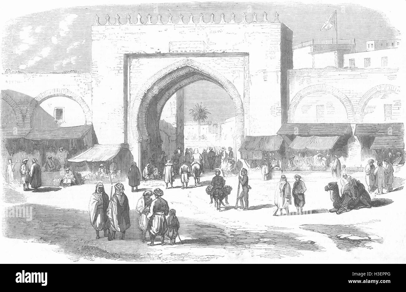 Porte d'entrée de la Tunisie Tunis, à partir de 1857 de Galetta. Illustrated London News Banque D'Images