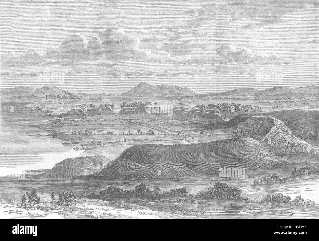 Allemagne, rempart semi-circulaire Dannewerk Bustrup, 1864. Illustrated London News Banque D'Images