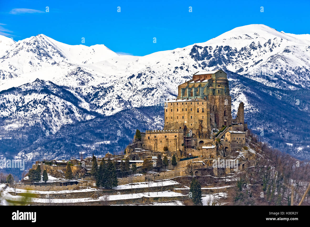 Italie Piémont Val di Susa Chiusa San Michele - La Sacra di San Michele Banque D'Images