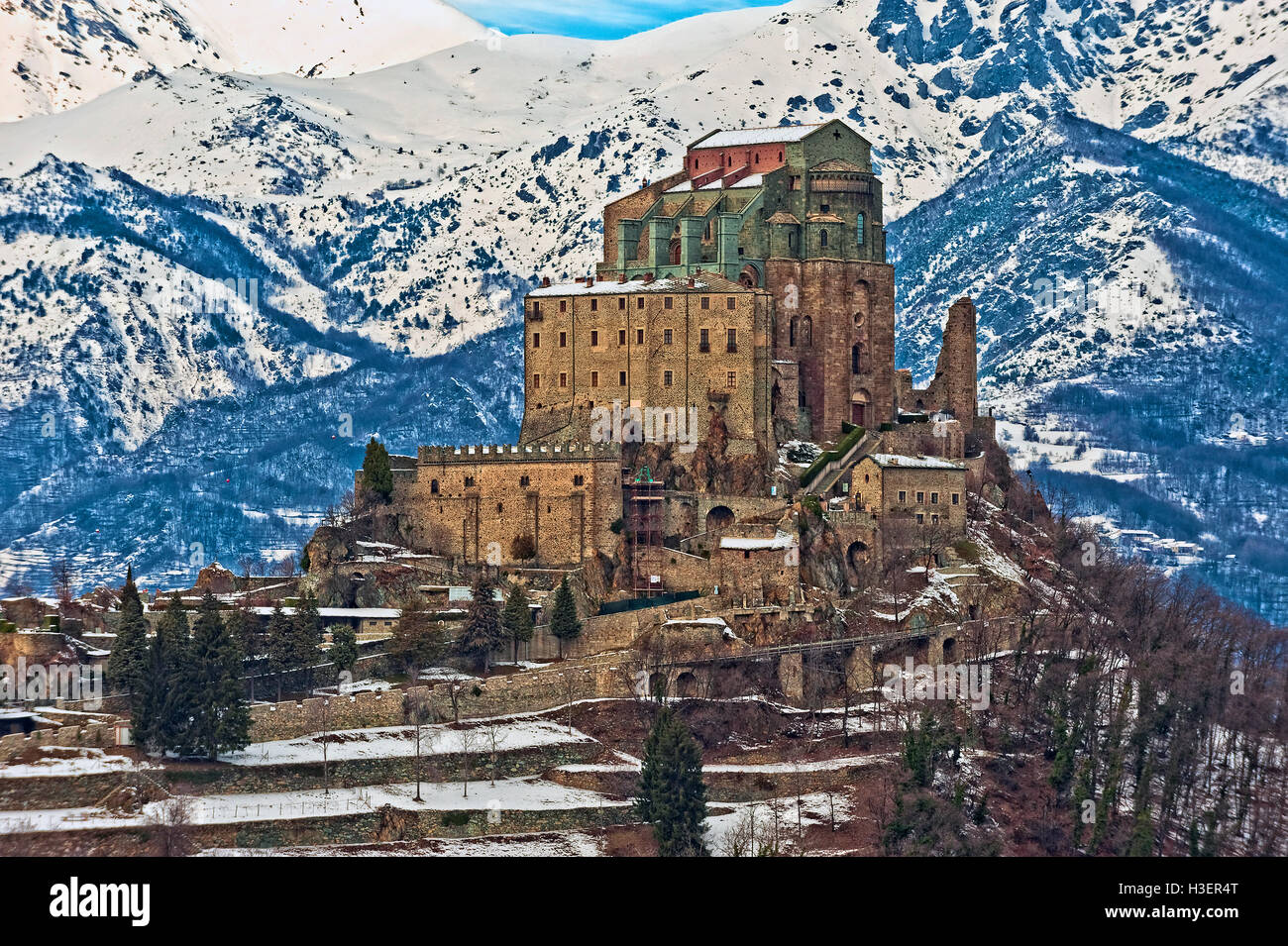 Italie Piémont Val di Susa Chiusa San Michele - La Sacra di San Michele Banque D'Images