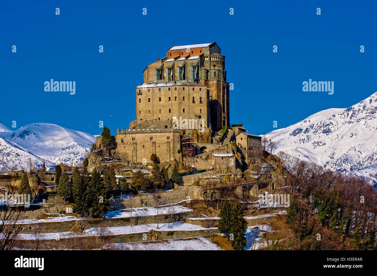 Italie Piémont Val di Susa Chiusa San Michele - La Sacra di San Michele Banque D'Images