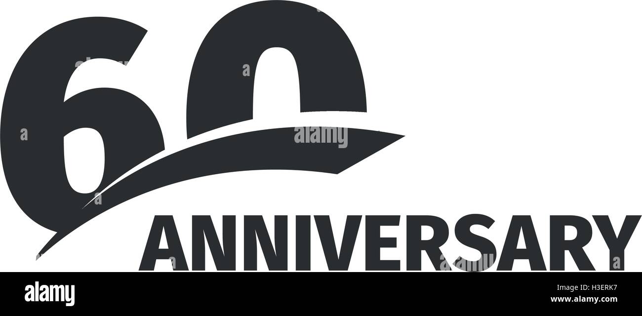 Abstraite noir isolé 60e anniversaire logo sur fond blanc. Numéro 60 logotype. Soixante ans jubilee celebration icône. Soixantième anniversaire de l'emblème. Vector illustration anniversaire. Illustration de Vecteur