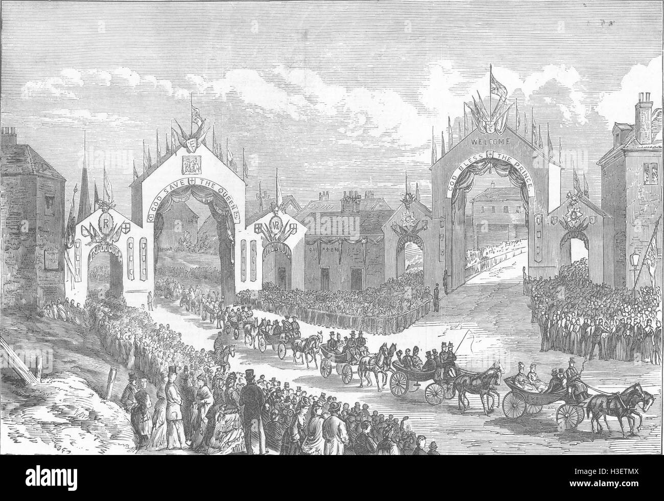 YORKS Parade à Chapeltown/Roundhay Park Rd, Leeds 1872. Illustrated London News Banque D'Images
