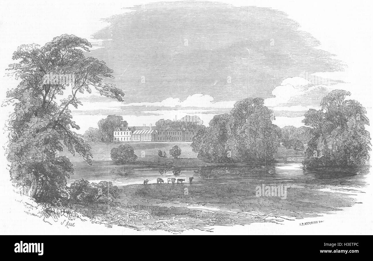 HANTS Stratfield Saye, siège du Duc de Wellington en 1852. Illustrated London News Banque D'Images